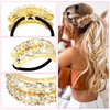 YISSION 4 Pcs Sparkly Rhinestone Hair Ties Gold Ponytail Holder