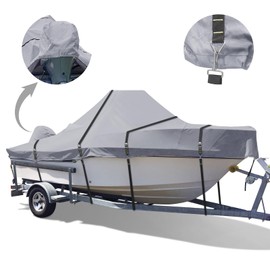 Zenicham 900D Center Console Boat Cover - Heavy Duty Boat Cover for Center Console Boat, Waterproof Trailerable fits 20'-22' Length, Beam Width up to 106" W, Gray