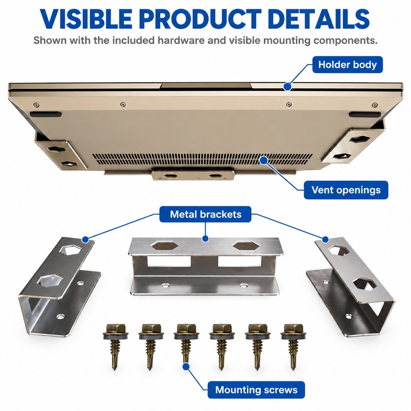 Under-Desk Laptop Holder for Storage – Screw-Mount Bracket Set for