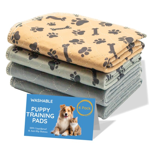 MAGNUS CREATIONS: Reusable Puppy Training Pads, (4-Pack) Washable Dog Pads,
