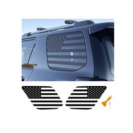Hellet Rear Window American Flag Decals Compatible with Toyota 2010-2023 2024 4Runner Accessories Black USA Flag Decal for Back Side Window