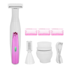 3‑In‑1 Women Shaver Electric Shaver Eyebrow Hair Trimmer Facial Cleaning Brush Hair Remover