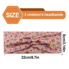EIHI Pack of 3 Cosy and Breathable Headband Girls Children Hair Band Elastic Headband with Knot Butterfly Wide Headband Bow Hair Accessories Headpiece for School Sports Leisure