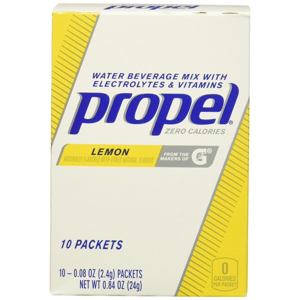Propel Powder Packets Lemon With Electrolytes, Vitamins and No Sugar, 0.08 Oz, Pack of 10