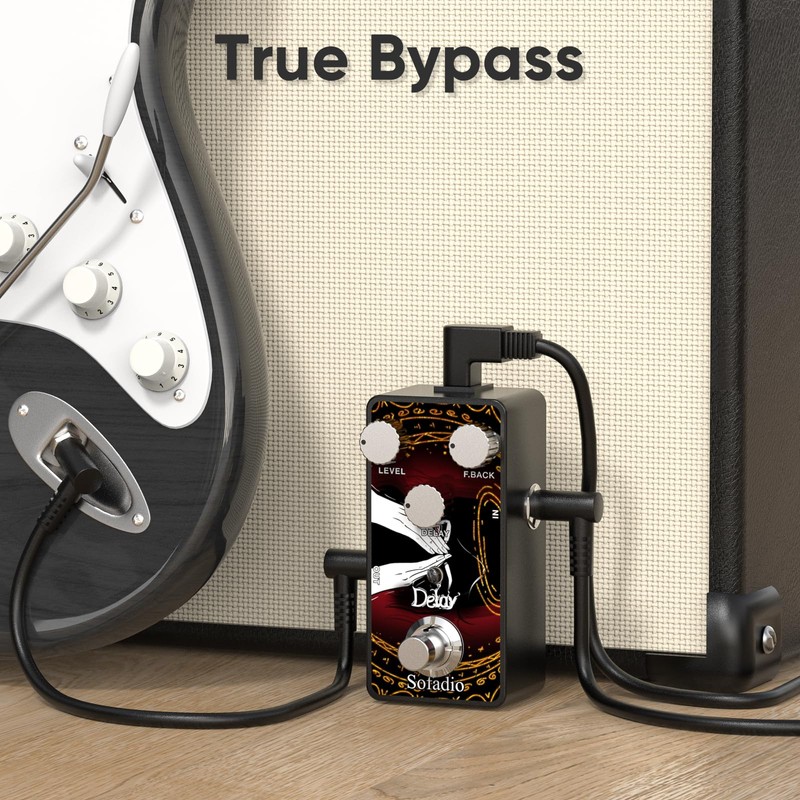 Sofadio Guitar Delay Pedal, True Bypass DC 9V Mini Single