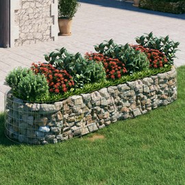 vidaXL Gabion Raised Bed - Rustproof, Weather-Resistant Galvanized Iron Construction, Perfect for Garden and Patio Projects, Sleek Silver Design, Needs Assembly, 118.1" x 39.4" x 19.7"