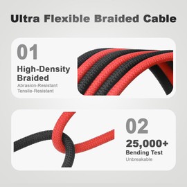 Alvin's Cables Dtap to DC Ultra-Flexible Cable for Atomos Ninja V, D-tap to 2.1 DC Right Angle Power Cable for Blackmagic Design Video Assist, SmallHD 702, for Feelworld FW568 Monitor, 2ft Red