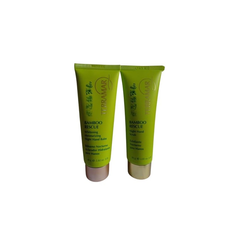 Terramar Bamboo Rescue, Exfoliante y Bálsamo Aclarador Nocturno para Manos,