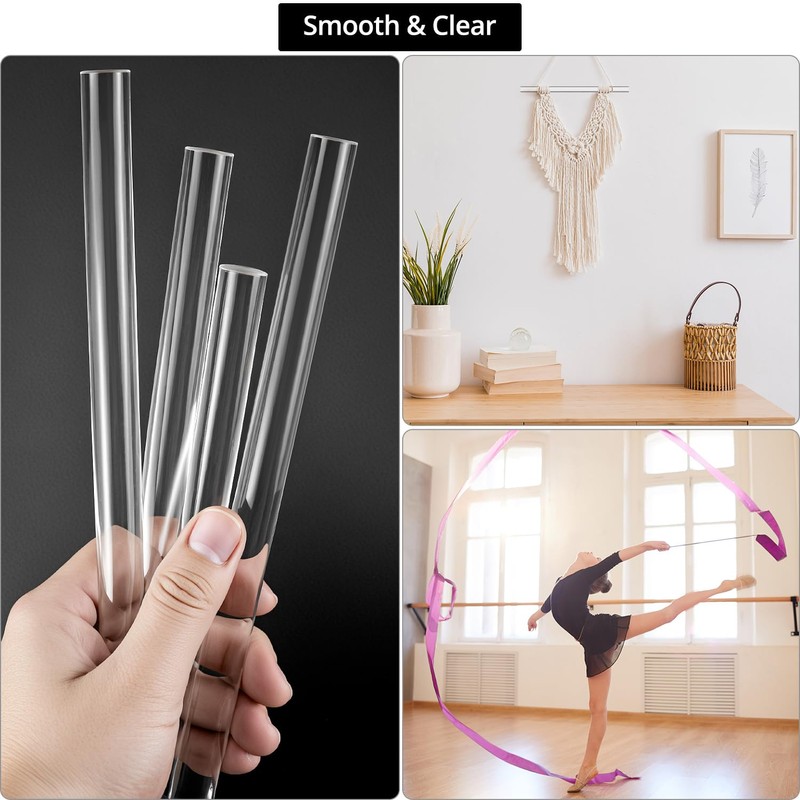 QWORK Acrylic Dowel Rod, 6 Pack 1/2" W x 12"