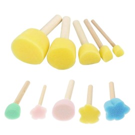Zalizr 10 Piece Sponge Brush Set, Reusable Wooden Handle Foam Brushes, Creative Drawing Tools Kit for Painting, Graffiti, Crafts, Stenciling, Art