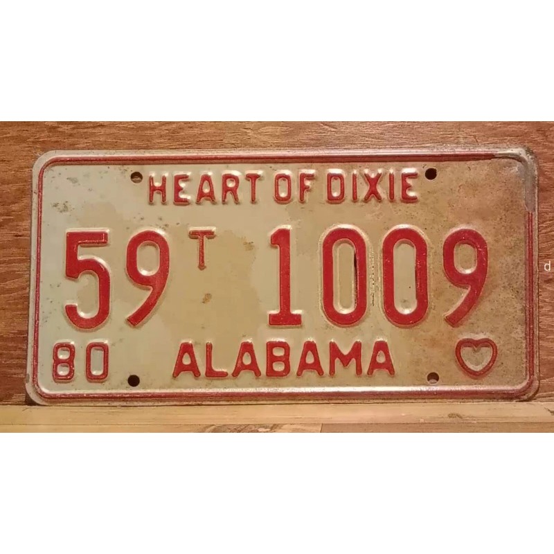 Vintage 1980 ALABAMA License Plate Antique Car Tag