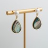 Handmade Teardrop Abalone Shell Dangle Earrings for Women, Pearls Sterling