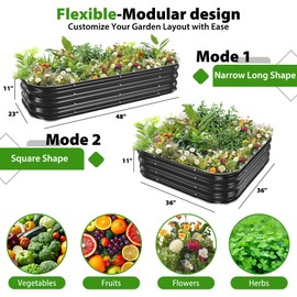 FCCRETA Galvanized Raised Garden Bed for Gardening,4x2x1ft Metal Planter Boxes Outdoor for Vegetable,Flower,Herb,Modular Above Ground Growing Container,Black