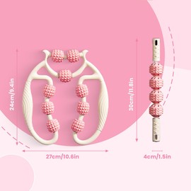WRQIOO 2 Stück Massageroller Beine, Cellulite Roller, Bein Contour Pro, Anti Cellulite Roller, Dünnes Beinfett, Fördert Durchblutung, Massageroller, Geeignet für Bein, Fuß, Armmassage (Weiß Rosa)