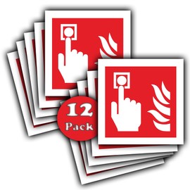 Fire Alarm Call Point - Waterproof Vinyl Sticker Signs - Pack of 12 - Fire Alarm Label