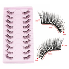 Selawasty Half Lashes Natural Looking Multi-layers Wispy Cat Eye Lashes 3D False Eyelashes Fluffy Soft Short Faux Mink Lashes False Lashes Sets Pack 10 Pairs(Half-17)