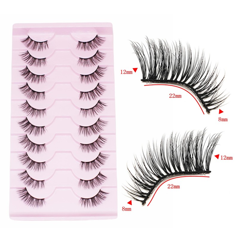 Selawasty Half Lashes Natural Looking Multi-layers Wispy Cat Eye Lashes