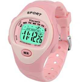 Viecaeio Kids Digital Watch, Suitable for 3-8 Years Old Girls Gift, with Waterproof, Shockproof, Stopwatch,Light and Alarm Clock, Easy and Comfortable (Pink Princess)