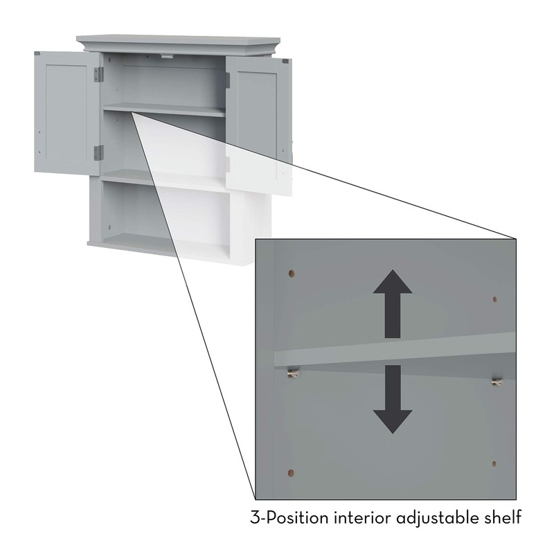 RiverRidge Somerset Two-Door Bathroom Storage, Gray Wall Cabinet, Grey, Set