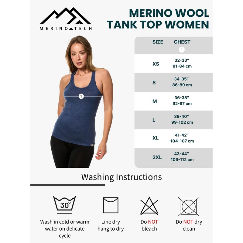 Merino Wool Tank Top Women - Active Merino Wool Undershirt