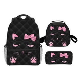Oiibid Cat Backpack 3pcs, Multiple Themes, Suitable For Work, 17 Inch Backpack With Compartment (Style-1)
