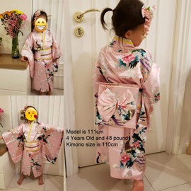 CRB Girls Kimono Japanese Costume Gown Outfit Dress 4 Piece Set (Height 150cm, Blue)