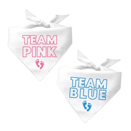 Team Blue and Team Pink Gender Reveal/Baby Announcement Dog Bandana(2 Pack White,OS 822/823)