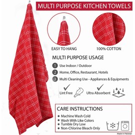 Trade Fountain Tea Towels - Pack of 5 Tea Towels for kitchen Accessories - 50 X 70 CM Kitchen Towels - Extra Absorbent Dish Cloth - Towels for Kitchen Set - Soft Hand Towels - 100% Pure Cotton (Red)