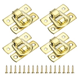 uxcell 4 Pcs Hasp Clasp Latch Lock, 30 x 18mm Decorative Retro Box Toggle Latch Metal Buckle Hasp Lock with Screws for Jewelry Box Suitcase Toolbox Wooden Case, Gold