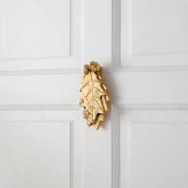 Renovators Supply Manufacturing Door Knockers for Front Door 6 in. Solid Brass Oak Leaf Shaped Door Knocker with Mounting Hardware