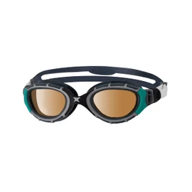 Zoggs Predator Flex Ultra - Smaller Fit - Black/Green/Polarized Copper Safety Glasses, Small Size