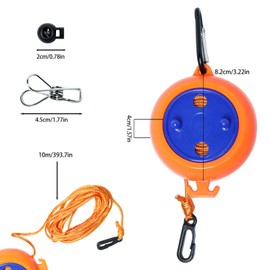 Camping Retractable Clothesline, Adjustable 32ft/10M Camping Clothesline, Portable Travel Clothesline with 20 Clothespins,10 Stoppers