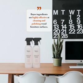 Bayes High-Performance Furniture, Cabinet Cleaner and Polish - Cleans, Conditions, and Preserves Fine Wood Furniture and Cabinetry - 16 oz