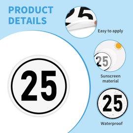 QTTRPCU Pack of 5 25 km/h Sign, 25 km/h Sticker, Round Car Speed Sticker for Trailer, Truck, Bus, Agricultural Machine, Diameter 20 cm