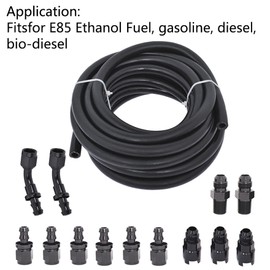 waltyotur 6AN 25 Feet 3/8 Complete LS Fuel Injection Line Fitting Adapter Kit W/13pcs 6AN Push Lock Swivel Fitting Hose Ends Kit