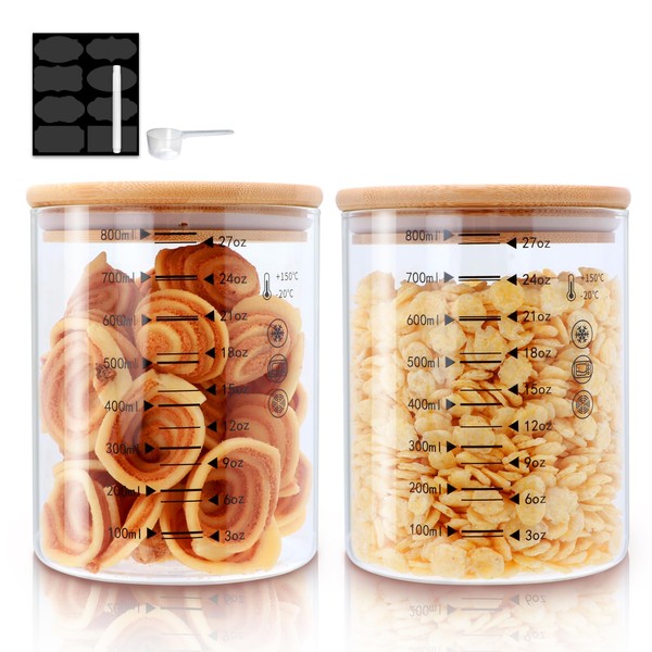 27 oz Glass Storage Containers with Lids, Sealed Food Jars