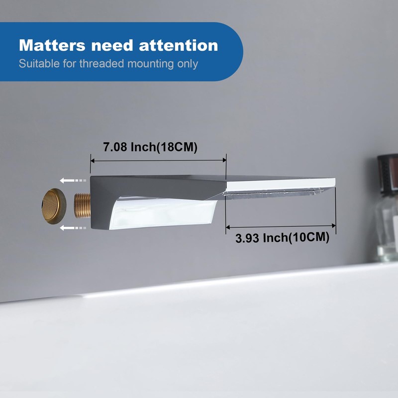 High Flow Waterfall Spout - Durable Polished Chrome Waterfall Tub