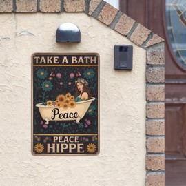 Sunflower Girl Take a Bath You Dirty Hippie (1) Retro Tin Signs Inspirational Life Quotes Rustic Decorative Wall Art Unique Gifts 8X12 Inch