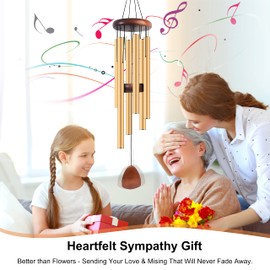 Bursvik Large Aluminium Wind Chimes 37 Inches to Create a Zen Atmosphere Suitable for Outdoor, Garden, Patio Decoration. Classic Wind Chimes with Wind Catcher Suitable as A Gift for Unisex(Gold)