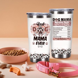 Dog Mom Gifts for Women, 20 Oz Stainless Steel Dog Mom Tumbler with Brush & Straw, Birthday Gifts for Dog Lovers, Mothers Day Gifts for Dog Mom, Holiday Gifts