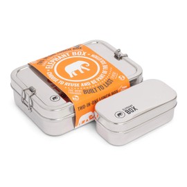 Elephant Box Two in One Stainless Steel Lunchbox | Snack Pod Included, Roll Clips, BPA Free & Eco-Friendly