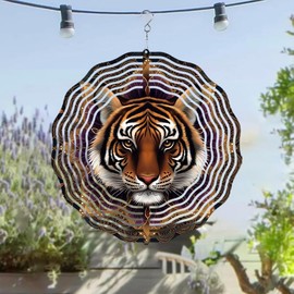 Wind Spinner, Animated Tiger Wind Spinners.10in Hanging Wind Sculptures for Indoor/Outdoor Garden Decoration Kinetic Metal Art Decor, Tiger Gifts