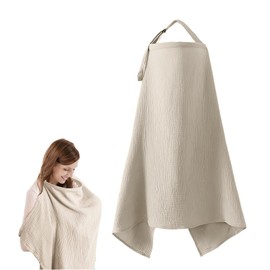 ROUDJER Nursing Cover Breastfeeding, Soft Breathable Cotton Nursing Cover, Multi Use Breastfeeding Cover, Baby Car Seat Stroller Cover (Grey)