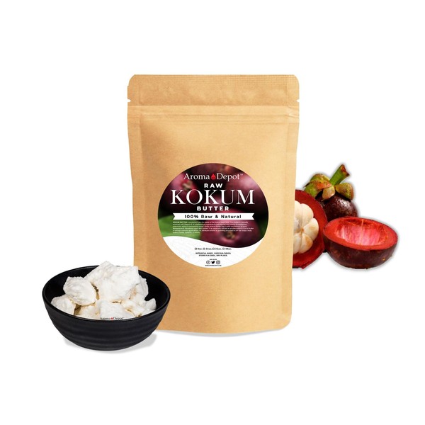 Aroma Depot 32 oz. / 2 lb. Unrefined Raw Kokum Butter. Great for Skin, Body and Hair. 100% Pure I Natural I Cold Pressed I Thickener for Body Butters, Sunscreens, Soaps, Deodorants and Lotions.