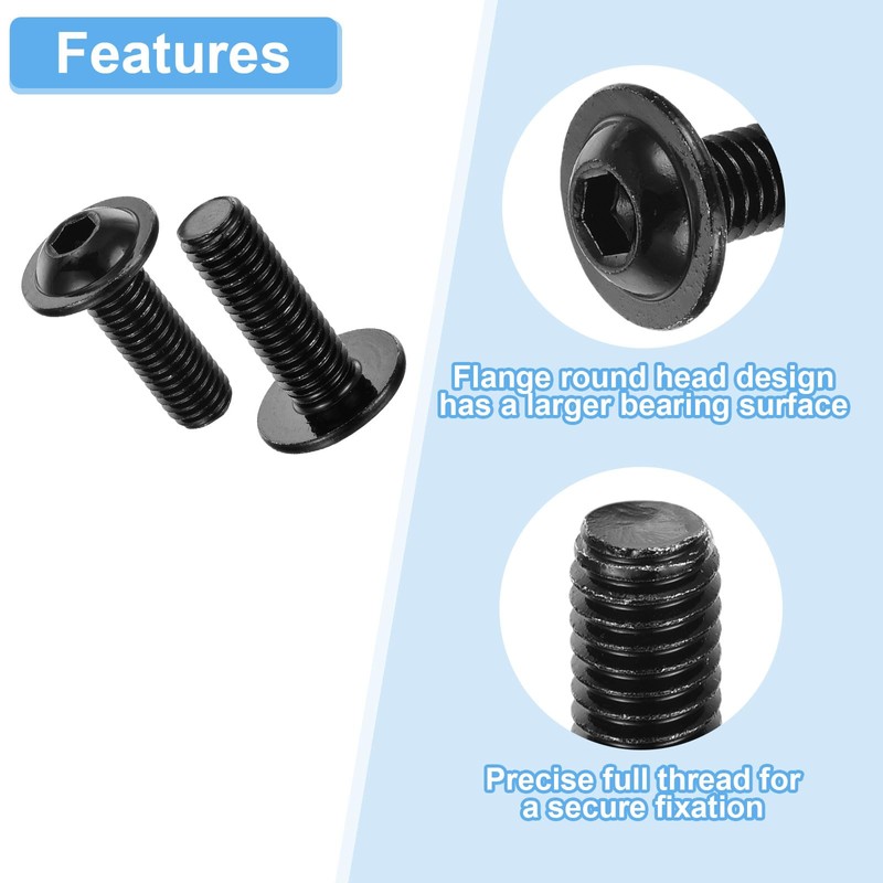 sourcing map 20Pcs M10-1.5x30mm Flanged Button Head Socket Cap Screws,