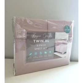Kaycie Gray Microfiber 4 Piece Sheet Set Twin XL Size In Pink