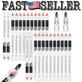 Leelosp 26‑Pack White Eyeliner Pencil Set with Sharpener Soft Strokes, Multi‑Use