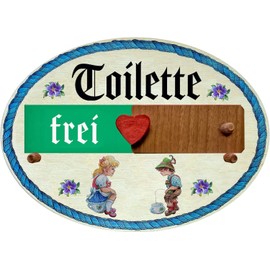 Kaltner Präsente Gift idea - wooden gift item decorative door sign in antique design decorative item toilet - free/occupied (18 x 13 cm)