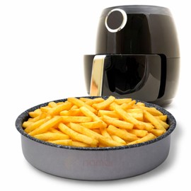 NAMAI - Air Fryer Liners Round 20 CM, Non-Stick Aluminium, Dishwasher Safe, Air Fryer Tins, Made in Italy, Elegant Stone Effect