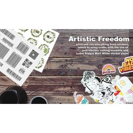 Sticker Paper, Sheets, White Matte, 8.5 x 11 Full Sheet Label, Inkjet or Laser Printer (150 Sheets)